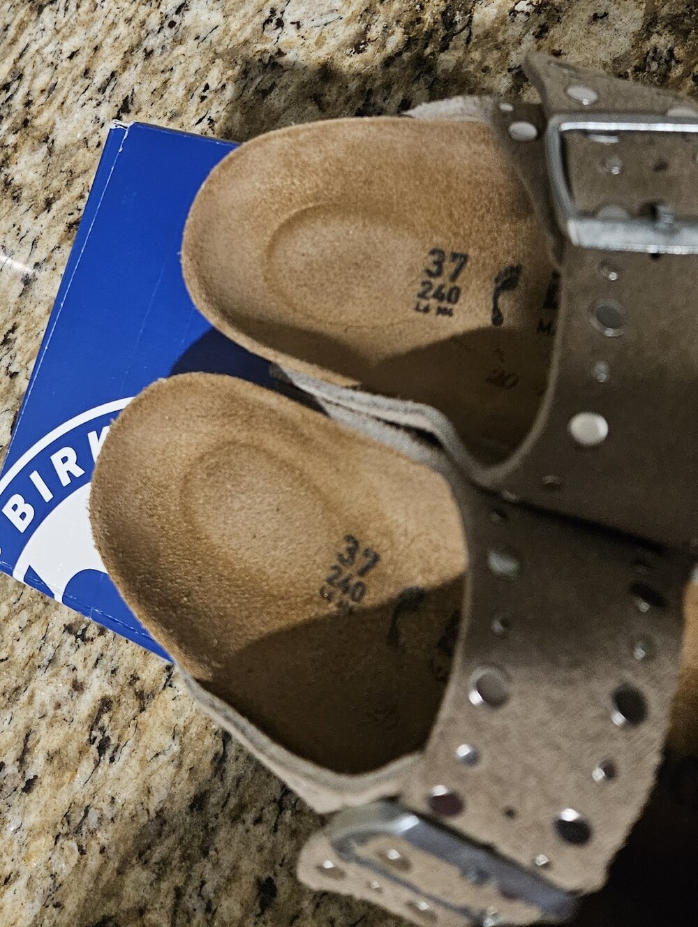 Birkenstock Taupe Studded Suede Arizona Sandals, Size:37/ US 7 - Picture 4 of 8